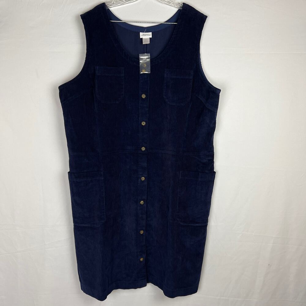 Cabincore Cottagecore Corduroy Blue Dress Button Pocket 3XL Vermont Country
